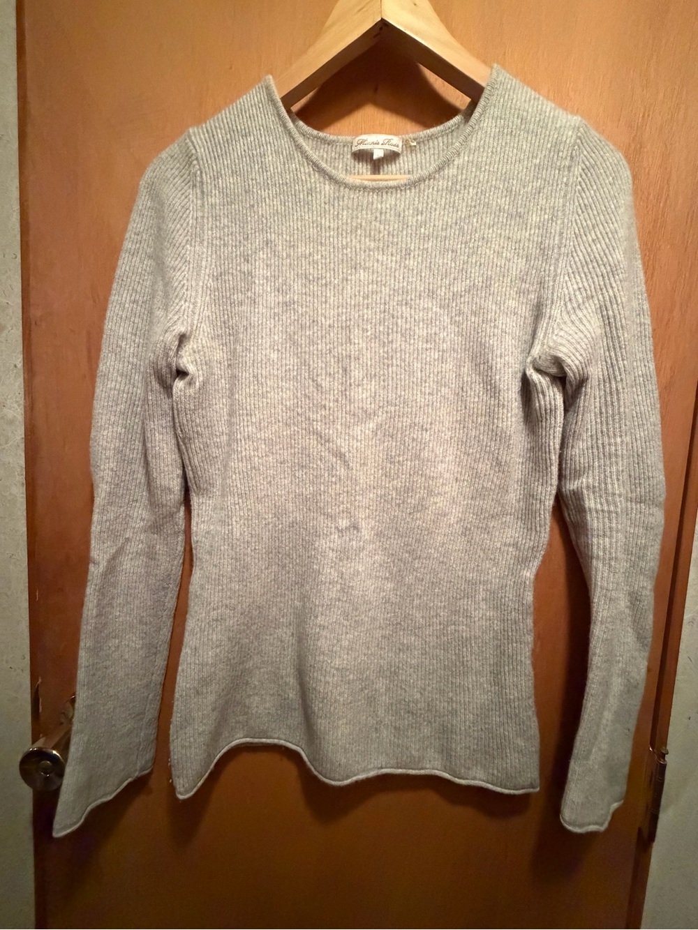 Minnie Rose Light Gray Ribbed 100% Sweater